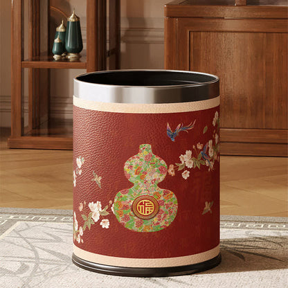 Traditional Oriental Floral Gourd Waste Bin - image 1