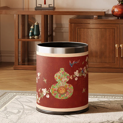 Traditional Oriental Floral Gourd Waste Bin - image 0