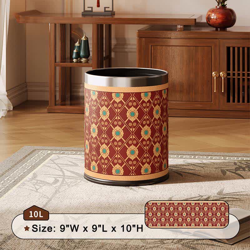 Elegant Oriental Lattice Leather Waste Bin - image 2
