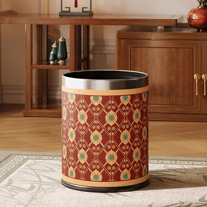 Elegant Oriental Lattice Leather Waste Bin - Standard - 9"W x 9"L x 10"H - image 0