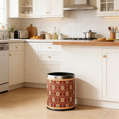 Elegant Oriental Lattice Leather Waste Bin - image 1