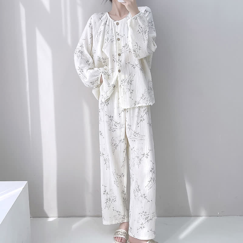 Bamboo Print Double Gauze Cotton Loungewear Set - image 2