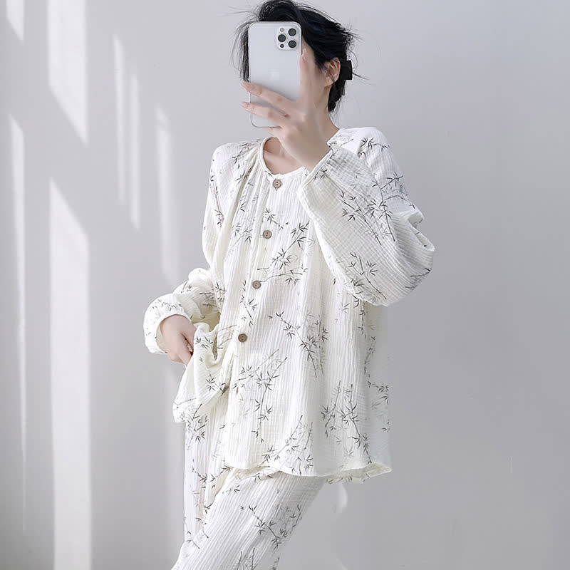 Bamboo Print Double Gauze Cotton Loungewear Set - image 1