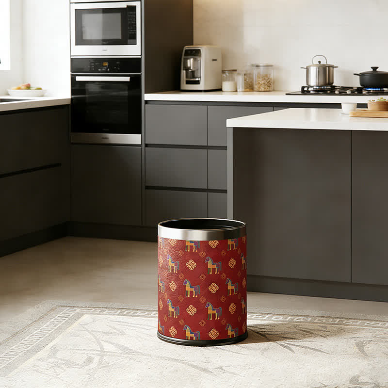 Oriental Geometric Horse Series Trash Can - image 2