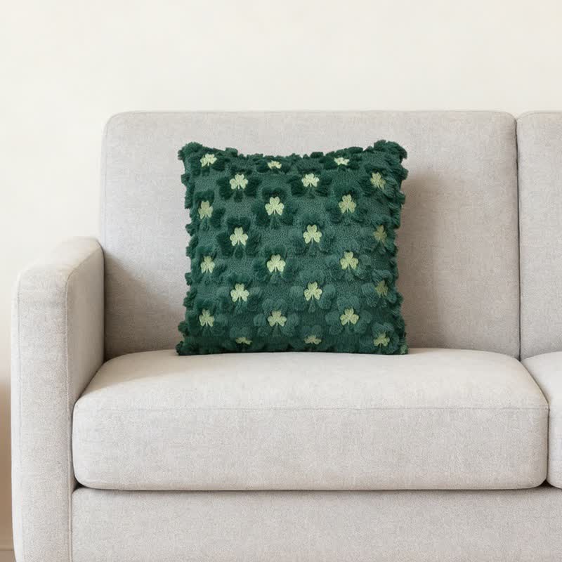 Shamrock Embroidered Throw Pillow Cover - 2PCS Green - 17" x 17" - image 4