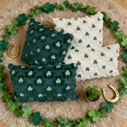 Shamrock Embroidered Throw Pillow Cover - Set (White x 1 & Green x 1) - 17" x 17" + 12" x 19" - image 2