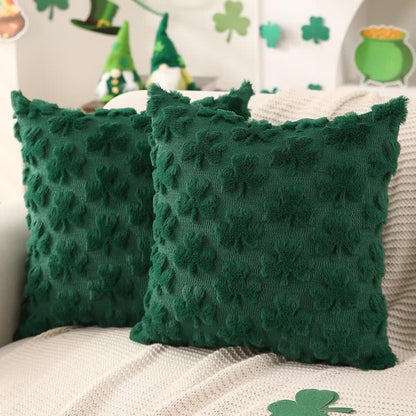 Solid Shamrock Jacquard Throw Pillow Cover(2PCS) - Green - 18" x 18" - image 2