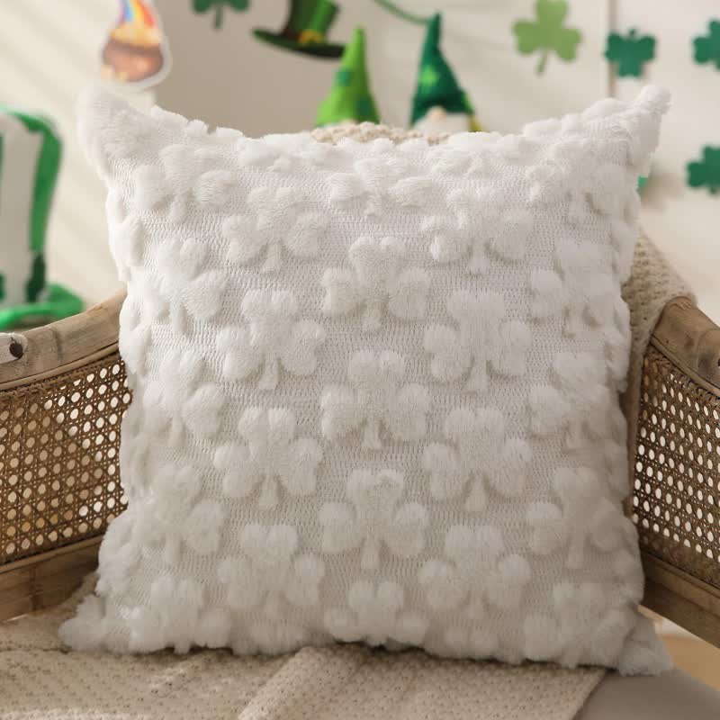 Solid Shamrock Jacquard Throw Pillow Cover(2PCS) - White - 18" x 18" - image 5