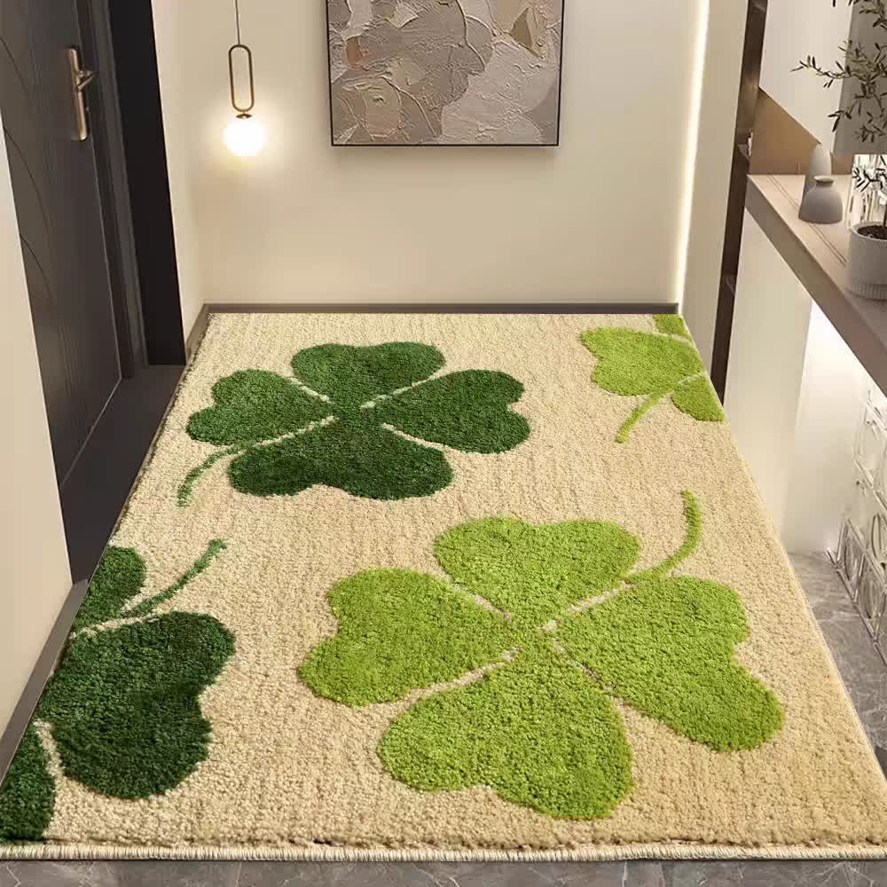 Fresh Four-Leaf Clover Floor Rug - Beige - 31" x 47" - image 0