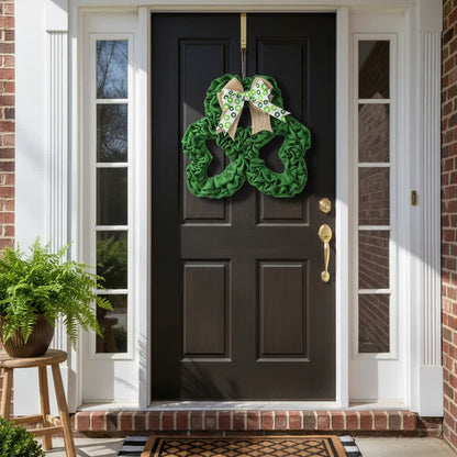 St. Patrick's Day Shamrock Burlap Wreath - image 1