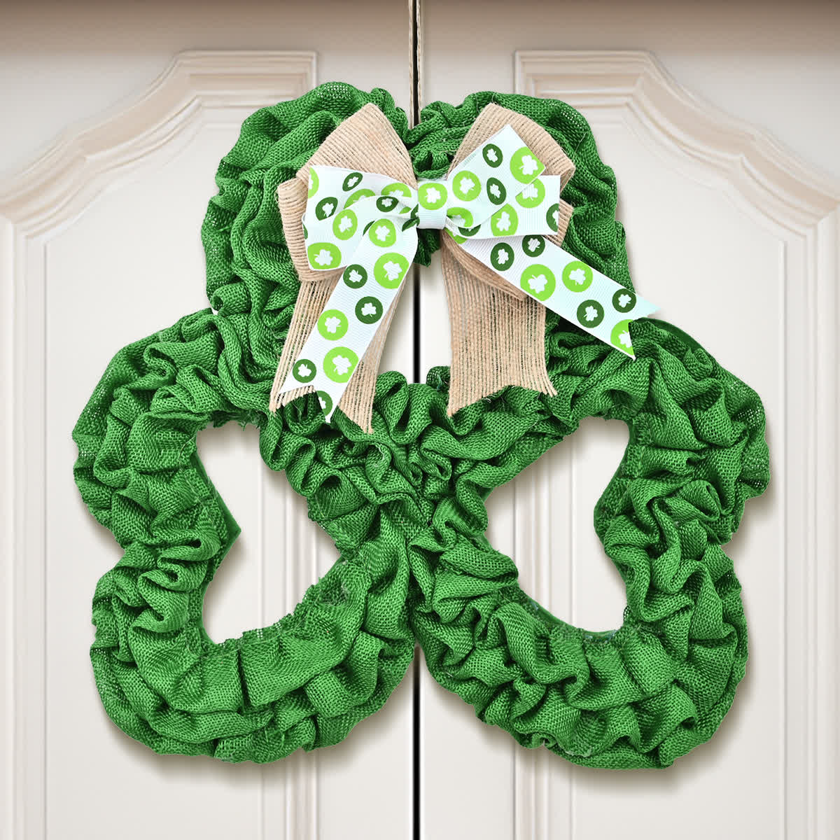 St. Patrick's Day Shamrock Burlap Wreath - image 3