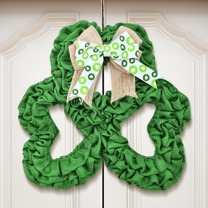 St. Patrick's Day Shamrock Burlap Wreath - image 3