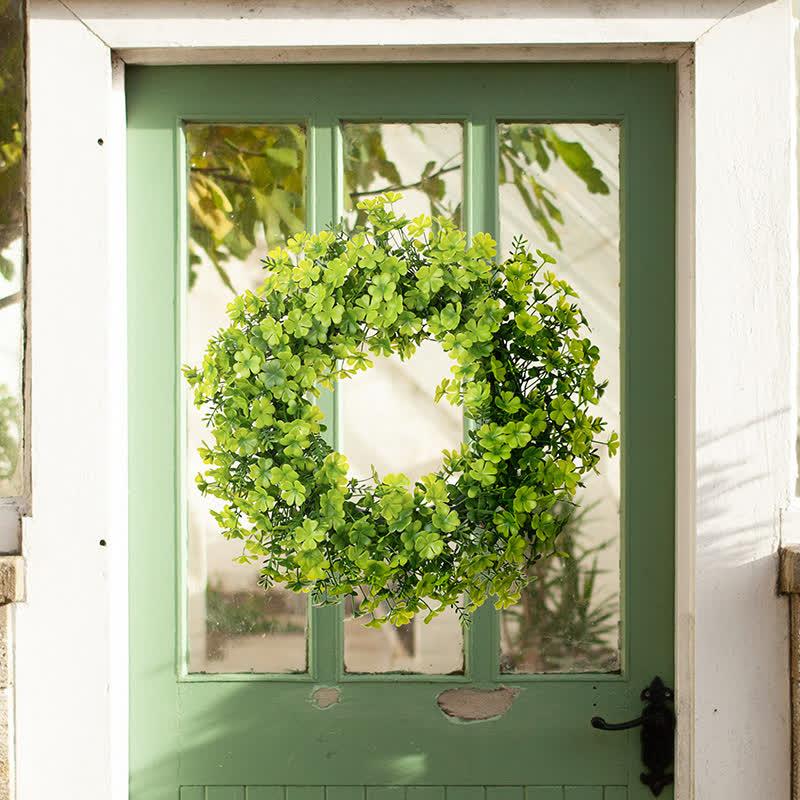 St. Patrick's Day Artificial Four-Leaf Clover Wreath - image 2