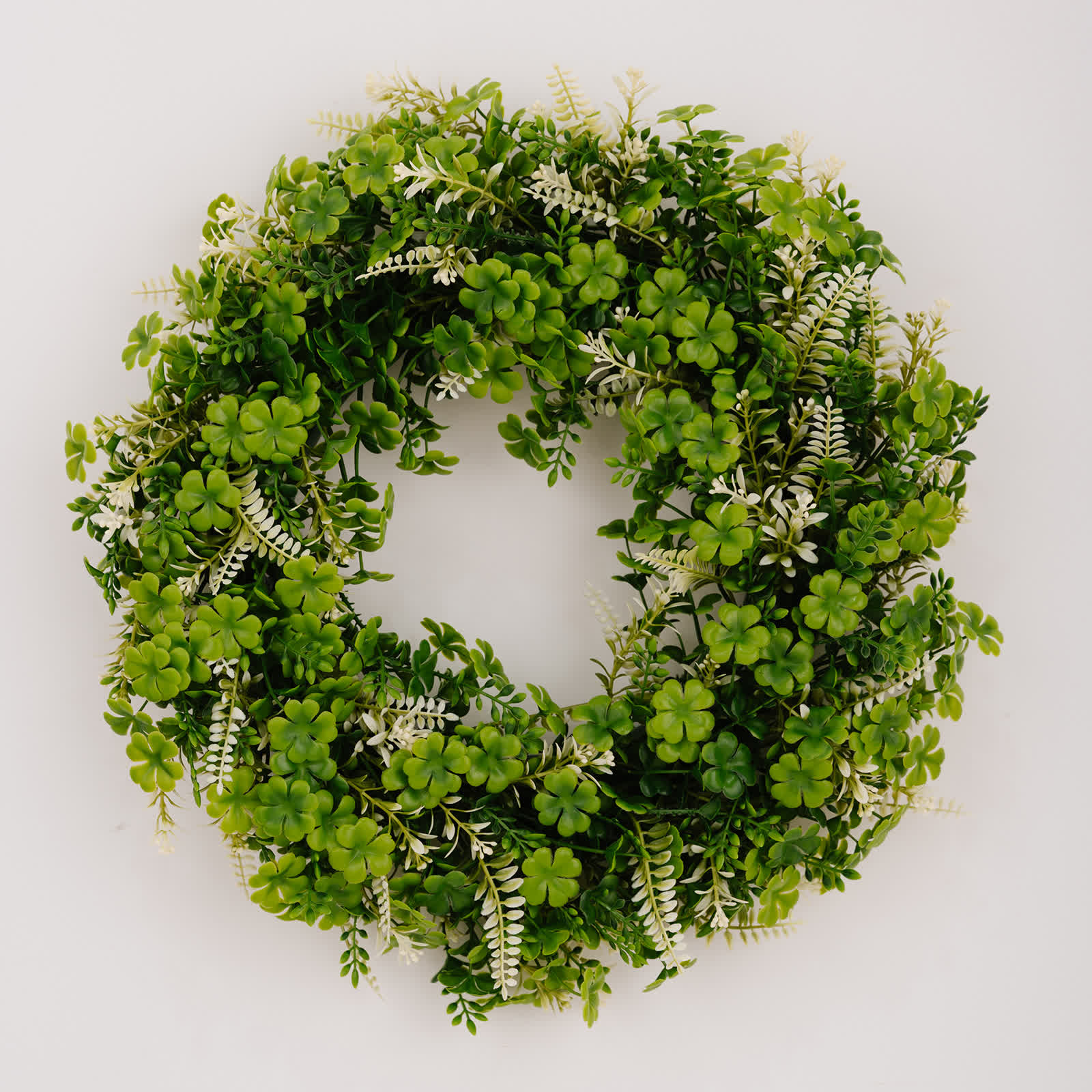 St. Patrick's Day Artificial Four-Leaf Clover Wreath - Four-leaf Clover with White Leaves - 2PCS - 19" - image 9