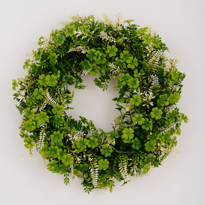 St. Patrick's Day Artificial Four-Leaf Clover Wreath - Four-leaf Clover with White Leaves - 2PCS - 19" - image 9