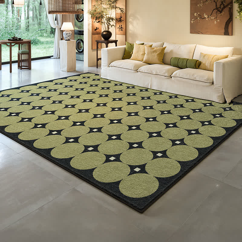 Circle & Square Pattern Area Rug - Green - 63"W × 90"L - image 0