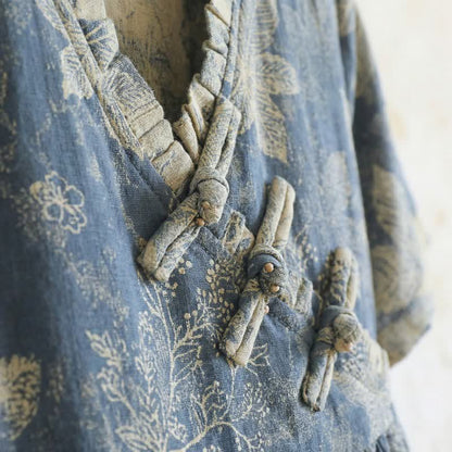 Oriental-Inspired Leaf Cotton Nightgown - image 4