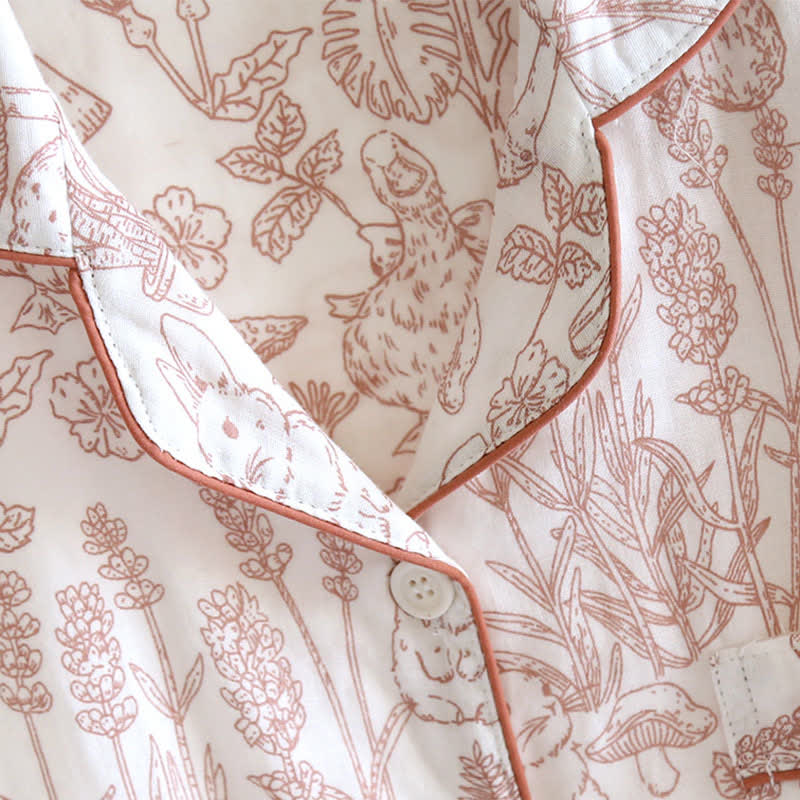 Jungle Mushroom & Bunny Cotton Gauze Pajamas - image 4