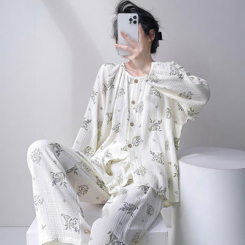 Leaf Double Gauze Cotton Loungewear Set - image 2