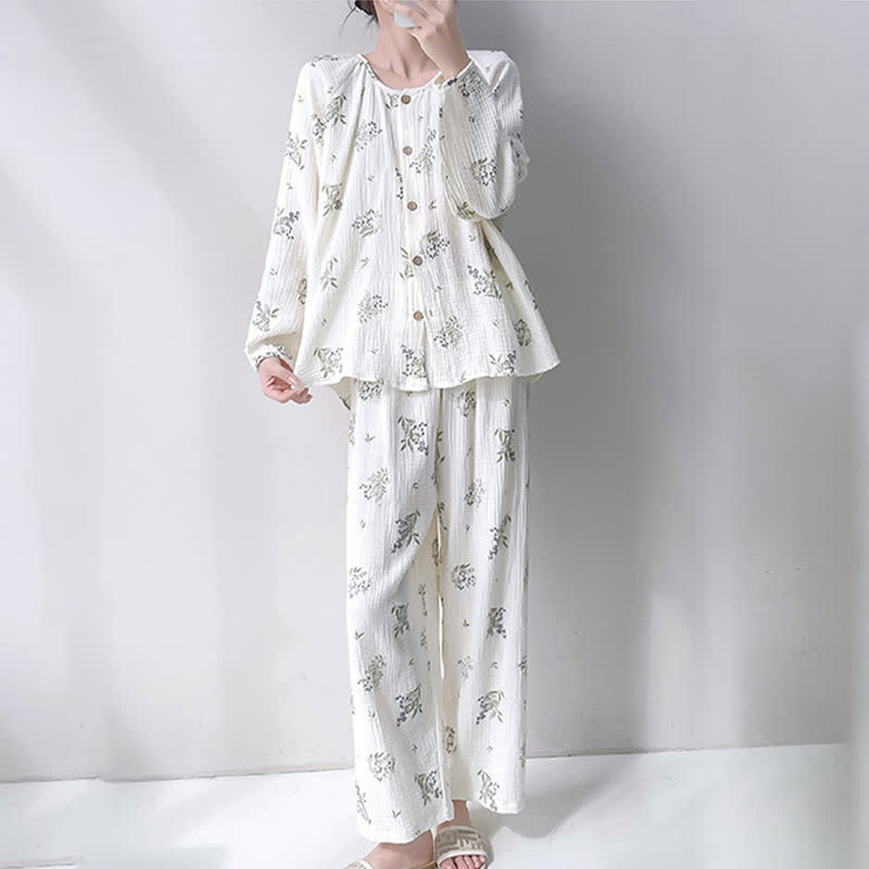 Leaf Double Gauze Cotton Loungewear Set - image 1