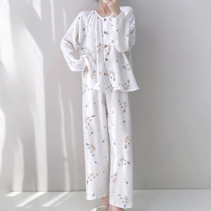 Rustic Floral Double Gauze Cotton Pajamas - image 1