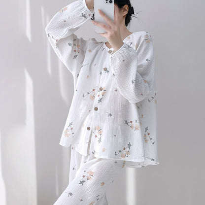 Rustic Floral Double Gauze Cotton Pajamas - image 2