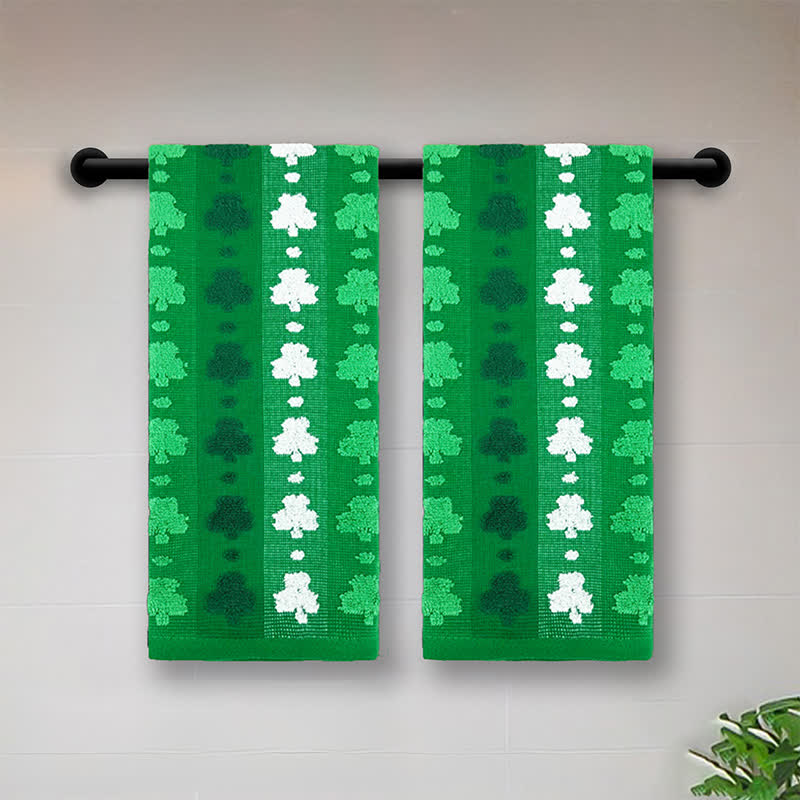 Four-Leaf Clover Inspired Cotton Hand Towel(2PCS) - Leaf - 16"W x 27"L - image 2