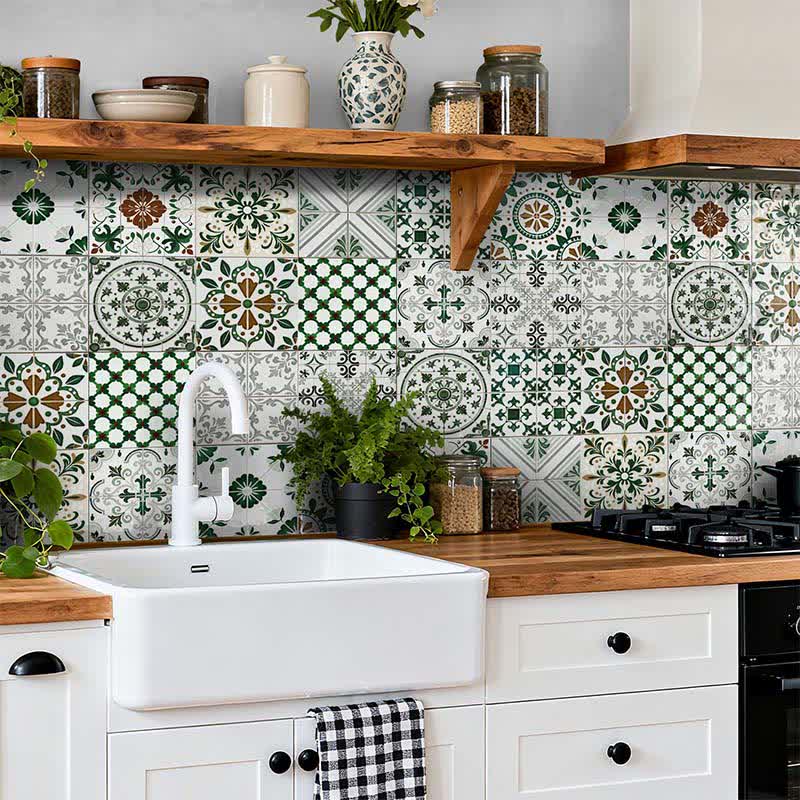 Green & White Peel and Stick Wall Sticker (24PCS) - image 3