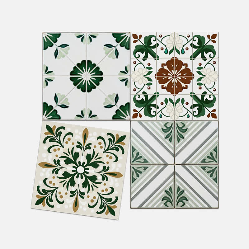 Green & White Peel and Stick Wall Sticker (24PCS) - image 11