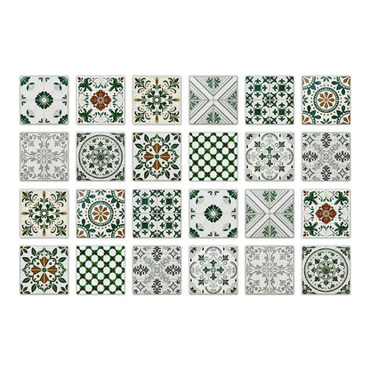 Green & White Peel and Stick Wall Sticker (24PCS) - 7.87" x 7.87" - image 8