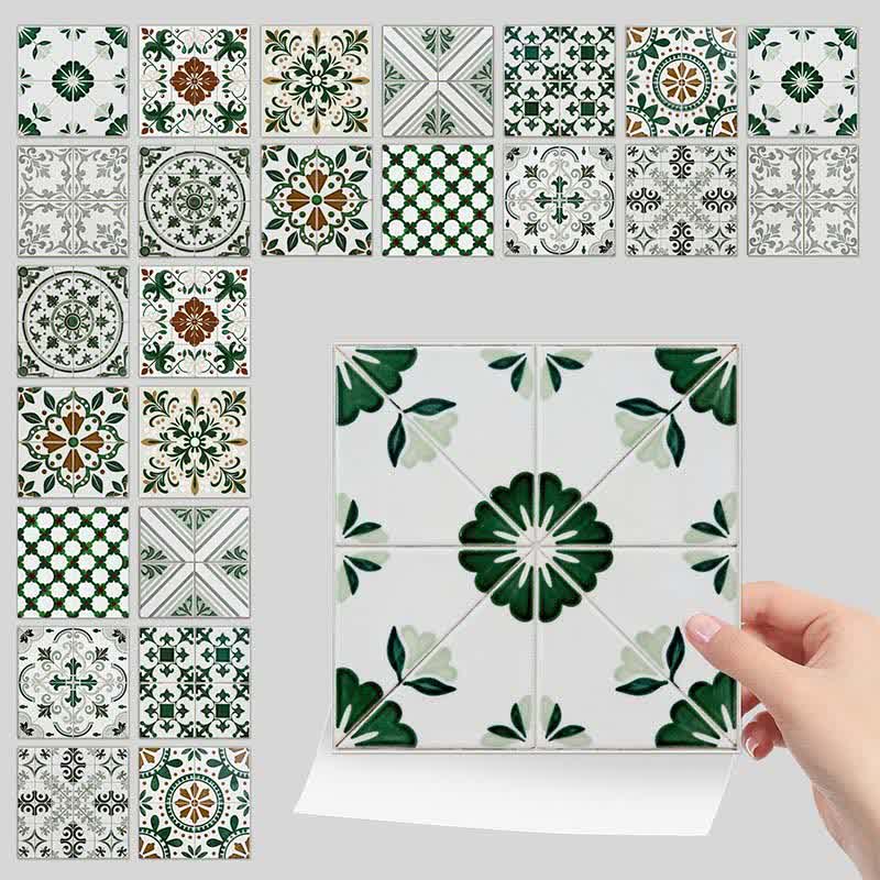Green & White Peel and Stick Wall Sticker (24PCS) - image 7