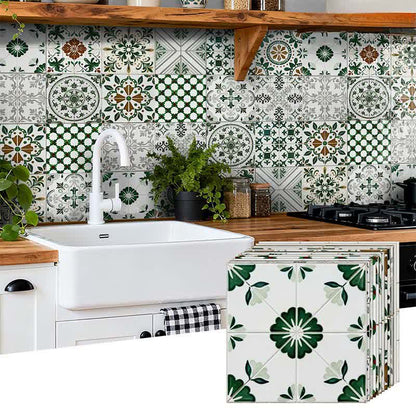 Green & White Peel and Stick Wall Sticker (24PCS) - image 6
