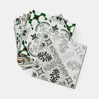 Green & White Peel and Stick Wall Sticker (24PCS) - image 9