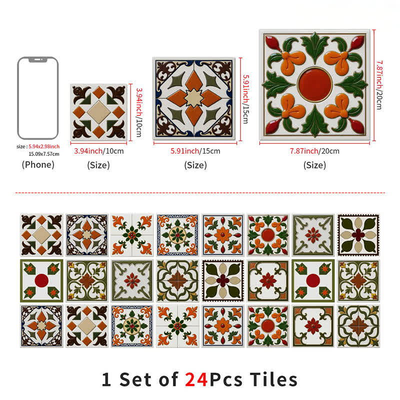 Orange & Green Peel and Stick Wall Sticker (24PCS) - image 10