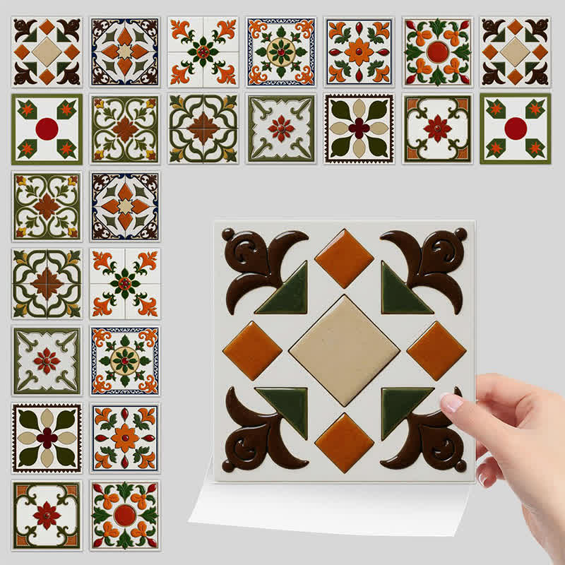 Orange & Green Peel and Stick Wall Sticker (24PCS) - image 7
