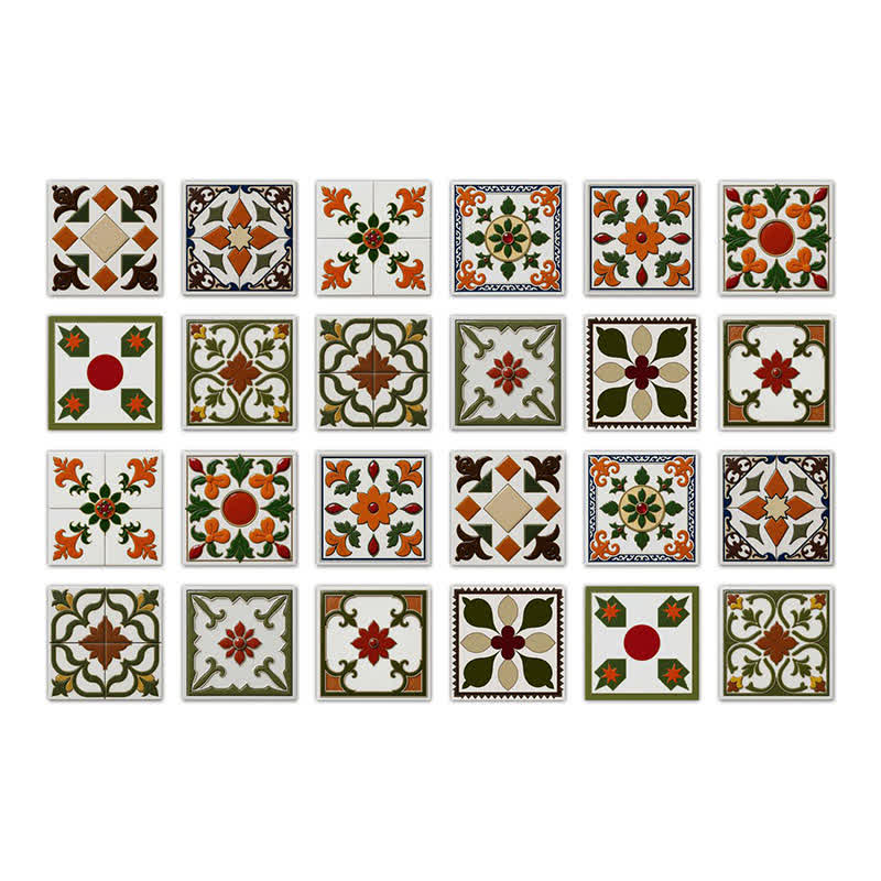 Orange & Green Peel and Stick Wall Sticker (24PCS) - 7.87" x 7.87" - image 8