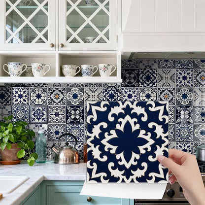 Retro Blue Peel and Stick Wall Sticker (24PCS) - image 0
