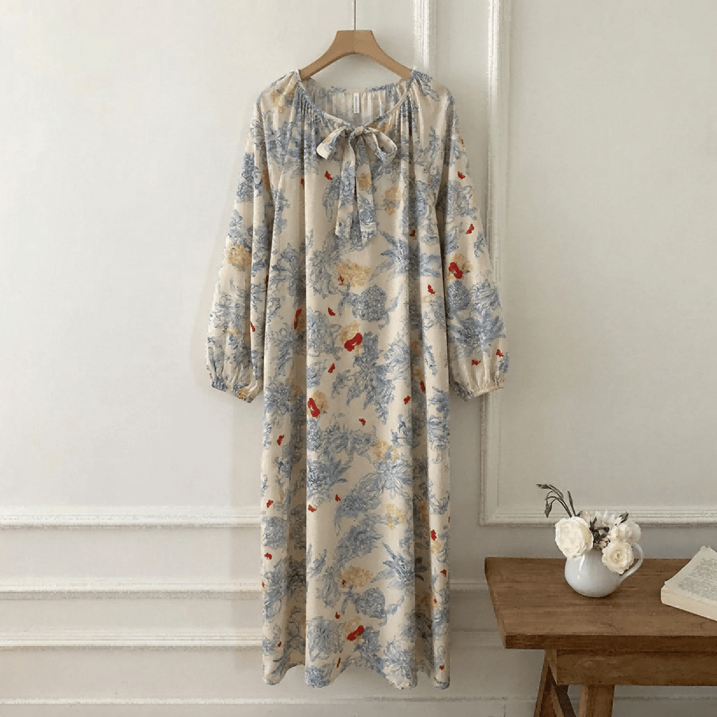 Pastoral Loose Satin Casual Nightdress - image 1