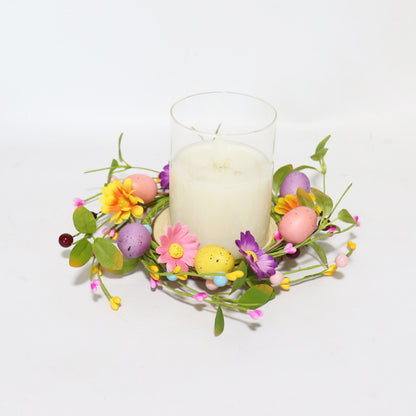 Easter Egg Faux Flower Wreath Candle Ring - image 3