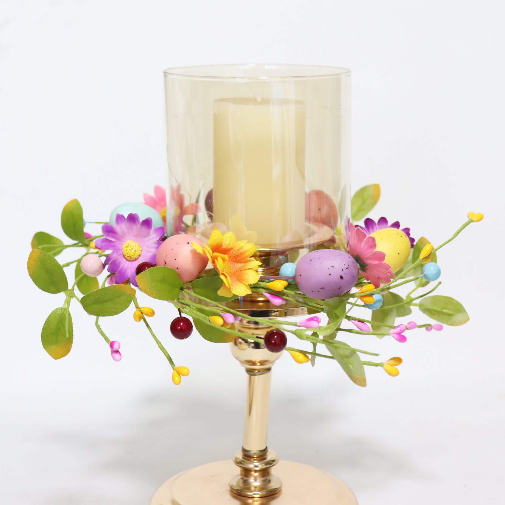 Easter Egg Faux Flower Wreath Candle Ring - image 2