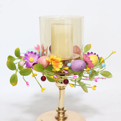 Easter Egg Faux Flower Wreath Candle Ring - image 2