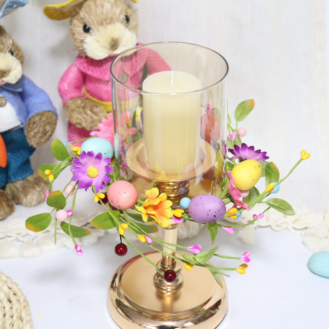 Easter Egg Faux Flower Wreath Candle Ring - 10PCS - 10" - image 0