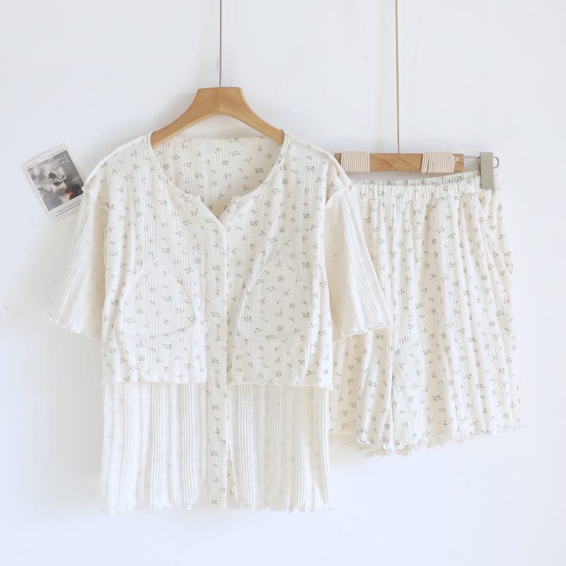 Pastoral Floral Cotton Jacquard Pajama Set - image 13