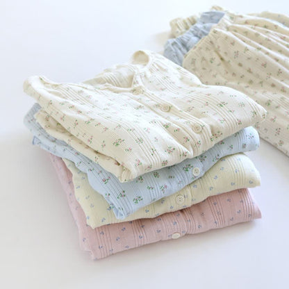 Pastoral Floral Cotton Jacquard Pajama Set - image 1