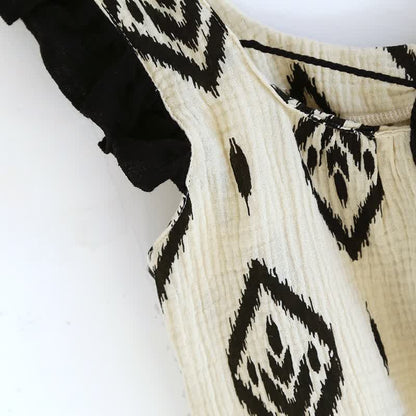 Boho Cotton Gauze Flutter Sleeve Pajama Set - image 6