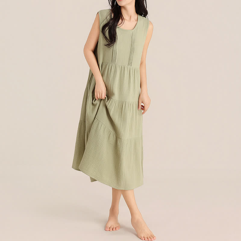 Minimalist Cotton Double Gauze Sleeveless Nightgown - image 7