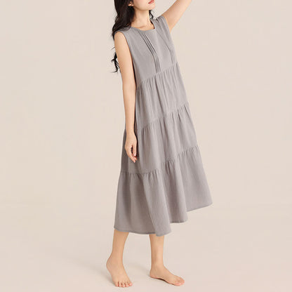 Minimalist Cotton Double Gauze Sleeveless Nightgown - image 11