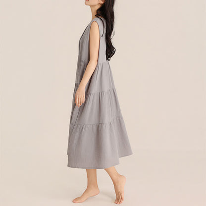 Minimalist Cotton Double Gauze Sleeveless Nightgown - image 12