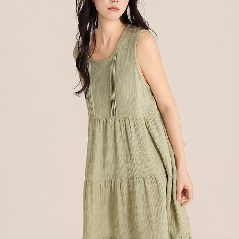 Minimalist Cotton Double Gauze Sleeveless Nightgown - image 8