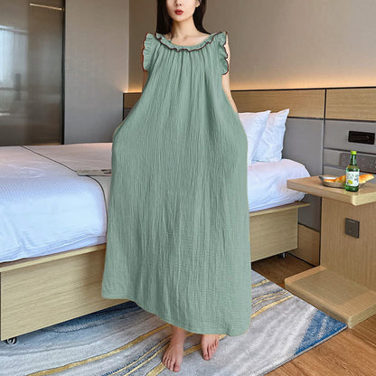 Ownkoti Plus Size Minimalist Cotton Ruffle Sleeveless Nightgown - image 30